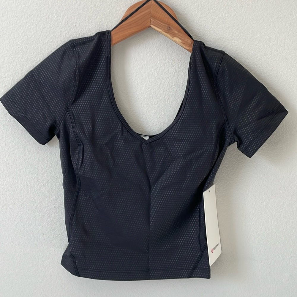 NWT Lululemon Align T-Shirt Polka Squat Emboss Black Size 2